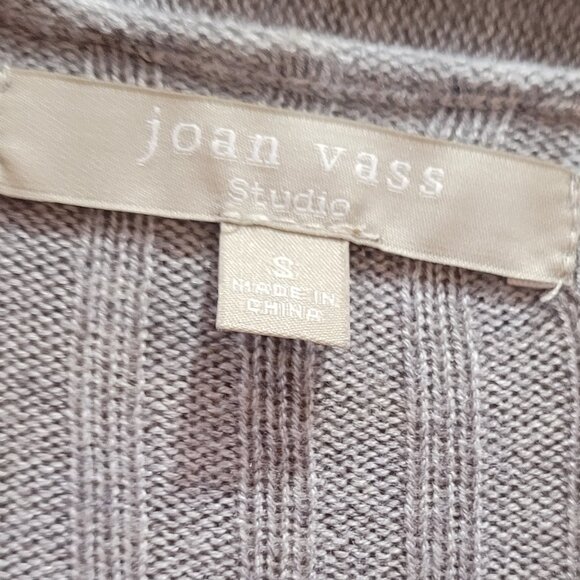 Joan Vass Cashmere Blend Open Front Shawl Neck Midi Length Cardigan Size Small - Picture 3 of 5